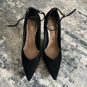 GUESS Black Pointed Toe Ankle-Strap Heels